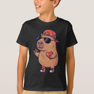 Camiseta Cool Capybara Signo ASL Te Amo San Valentín