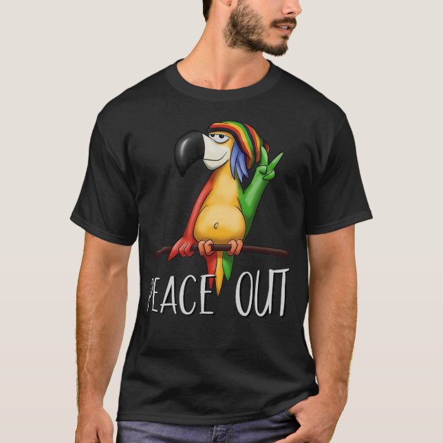 Camiseta Cool Cartoon Rasta Bird Chilling Reggae Parrot Pea (Anverso)