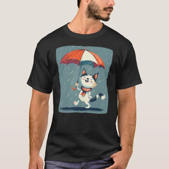 Camiseta Cool Cat and Umbrella for a Unique Statement (Anverso)