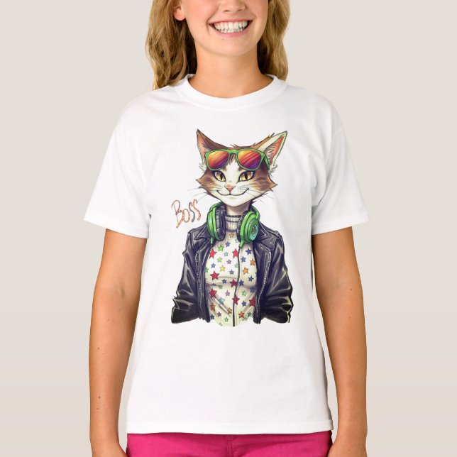 Camiseta Cool Cat Boss – Funny Cat Lover Gift Idea (Anverso)