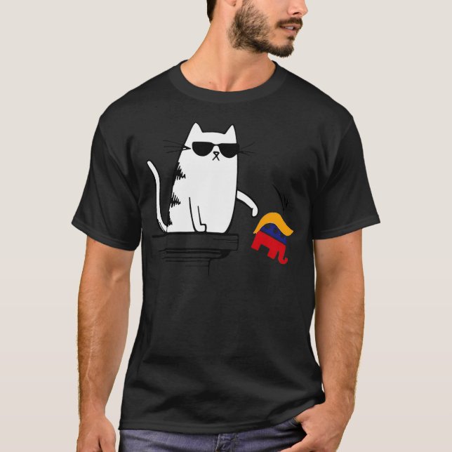 Camiseta Cool Cat Harris Walz Knock Over Trump Elephant Hai (Anverso)