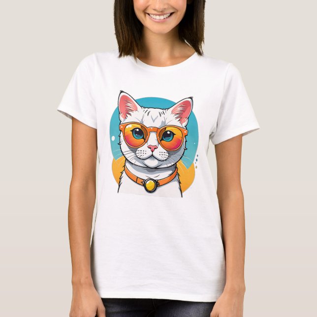 Camiseta Cool Cat in Sunglasses  (Anverso)