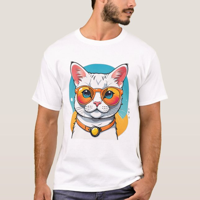Camiseta Cool Cat in Sunglasses  (Anverso)