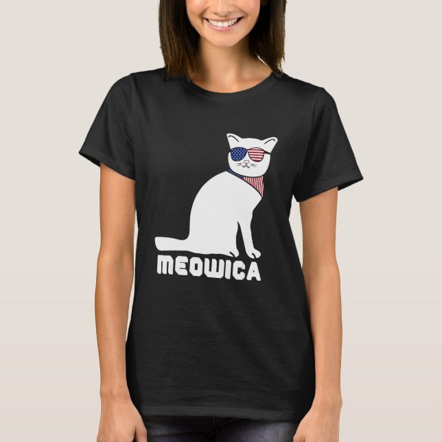 Camiseta Cool Cat Meowica 4th of July Men Women (Anverso)