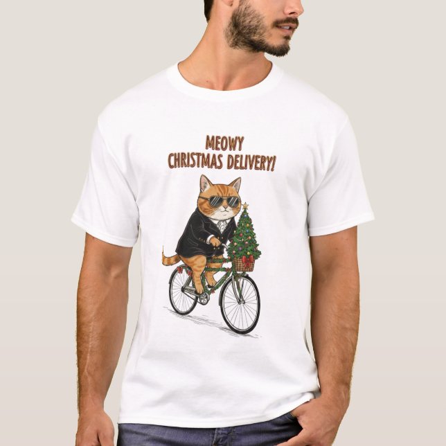 Camiseta Cool cat on a Bicycle – Funny Christmas Day Gift (Anverso)