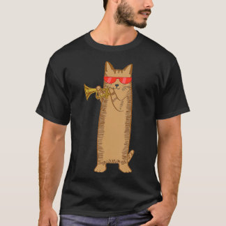Camiseta Cool Cat Playing The Trumpet Wearing Sunglasses