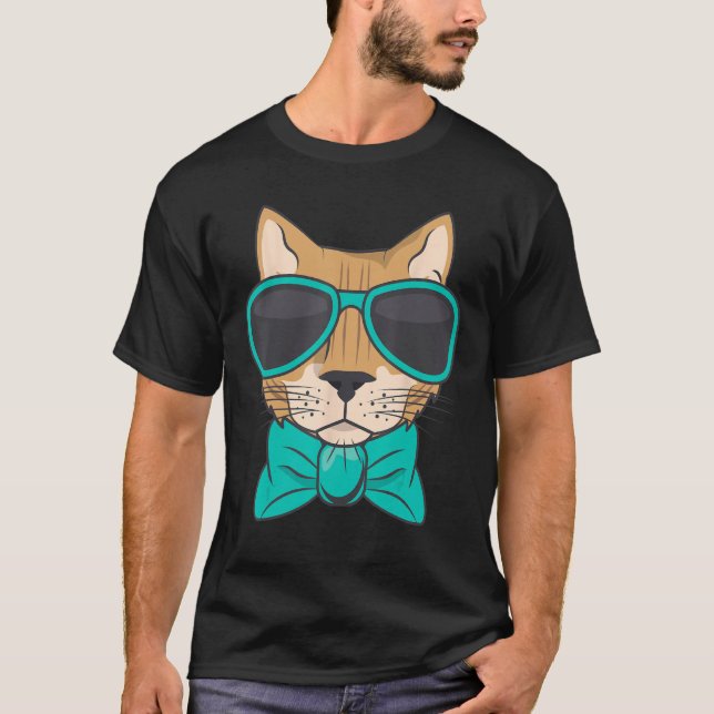 Camiseta Cool Cat With Glasses (Anverso)