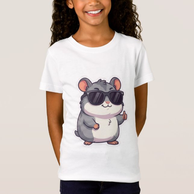 Camiseta Cool Chibi Hámster con Gafas de Sol Divertido Meme (Anverso)