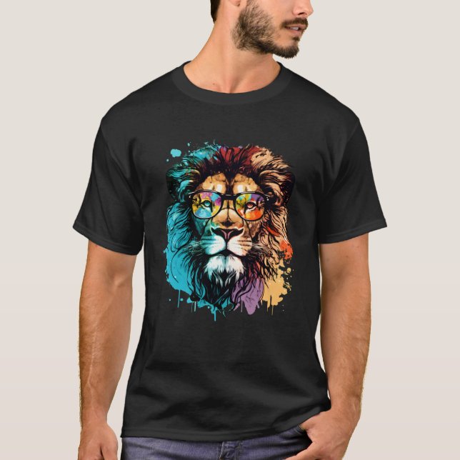 Camiseta Cool Colorful Lion Animal Lion (Anverso)