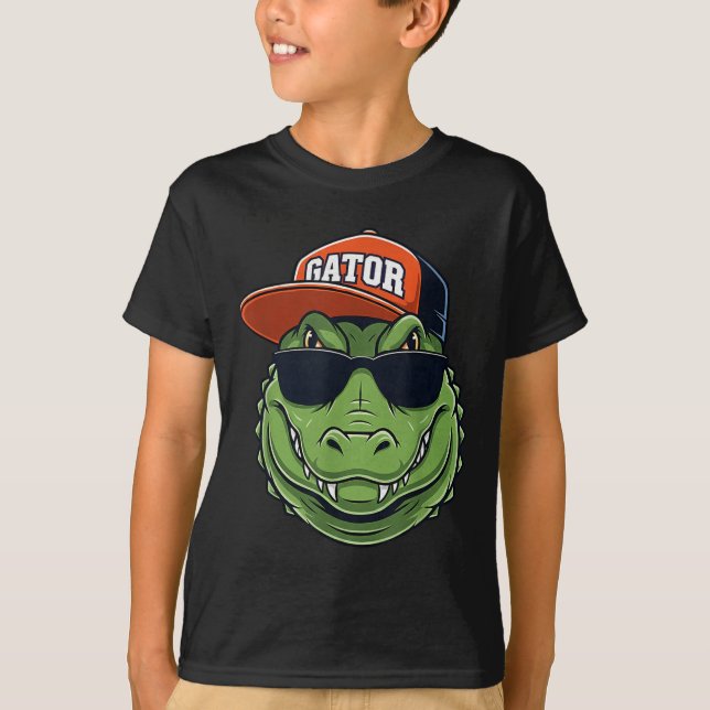 Camiseta Cool Crocodile Animal Gator Graphic With Cap And S (Anverso)