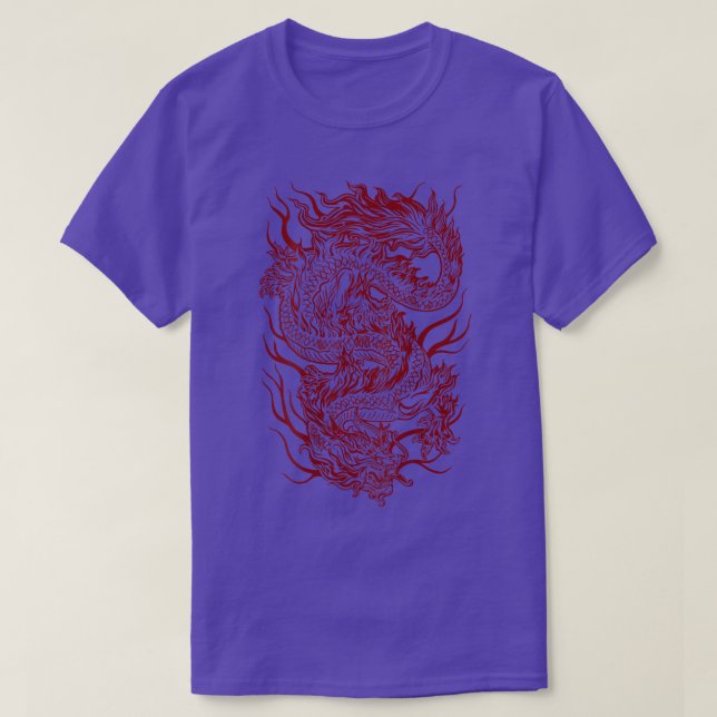 Camiseta Cool Dark Red Japanese Dragon Backside  (Diseño del anverso)