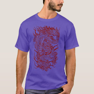 Camiseta Cool Dark Red Japanese Dragon Backside 