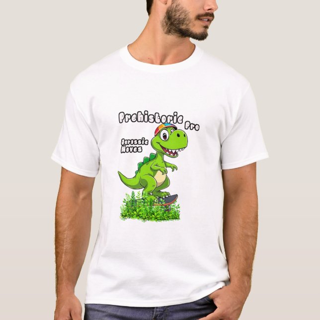Camiseta Cool Dino on a Skateboard (Anverso)