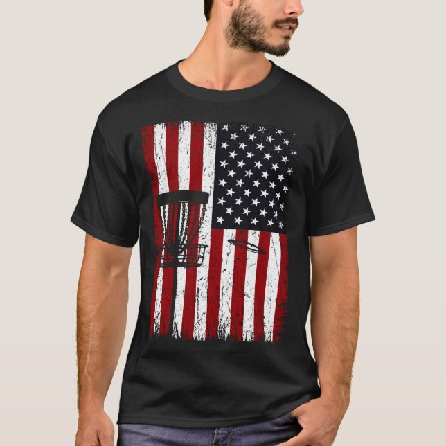 Camiseta Cool Disc Golf Player Distressed USA American Flag (Anverso)
