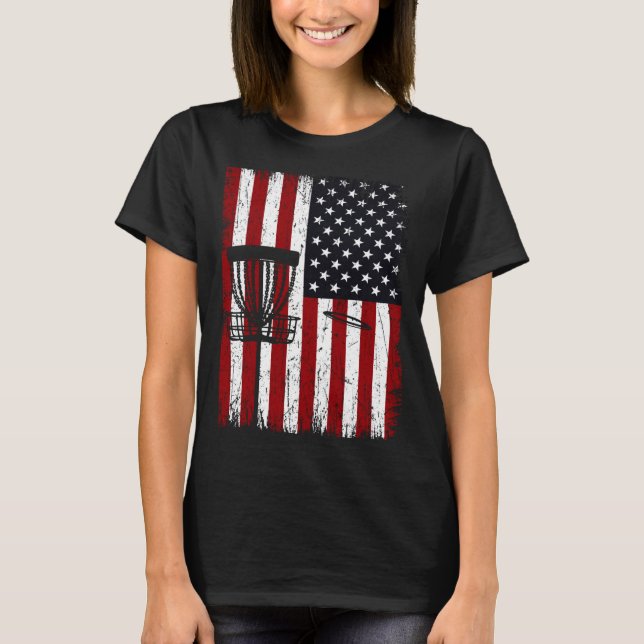 Camiseta Cool Disc Golf Player Distressed USA American Flag (Anverso)