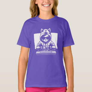 Camiseta Cool DJ Cat   DJ Cat con Gafas de Sol Increíble
