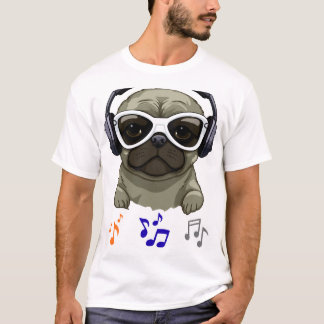 Camiseta Cool DJ Pug: Estilo Casual Masculino Inspirador