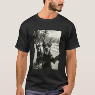 Camiseta Cool Doberman Pinscher Selfie Playa Gafas de Sol P