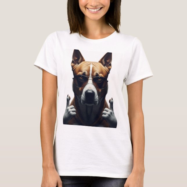 Camiseta Cool Dog Attitude Shirt – Realistic Dog Streetwear (Anverso)