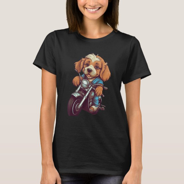 Camiseta Cool Dog Riding a Motorcycle Apparel Dog Mom Pop A (Anverso)