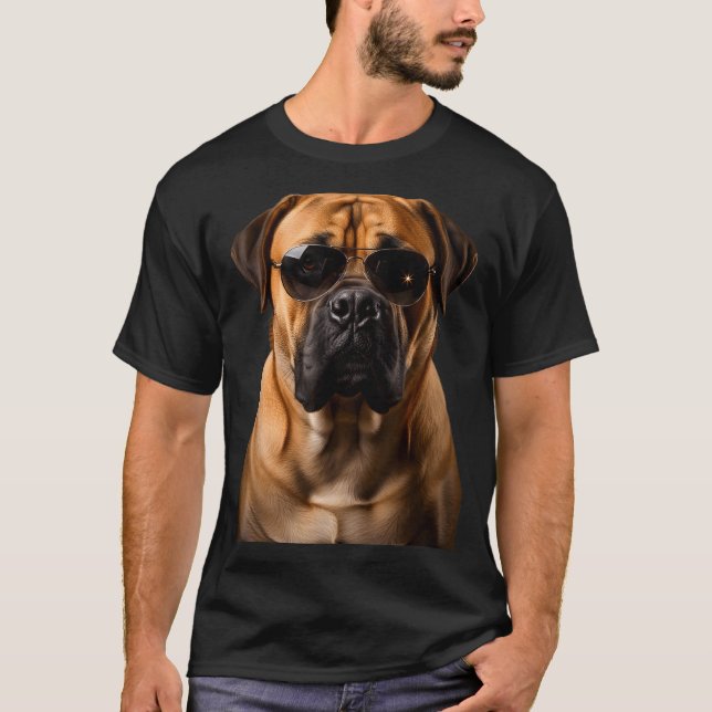 Camiseta Cool Dog Sungles Bullmastiff Funny Look  (Anverso)