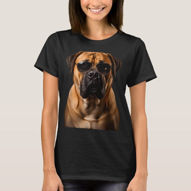 Camiseta Cool Dog Sungles Bullmastiff Funny Look  (Anverso)