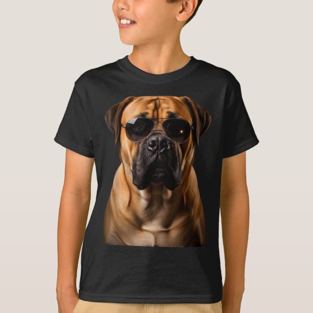 Camiseta Cool Dog Sungles Bullmastiff Funny Look  (Anverso)