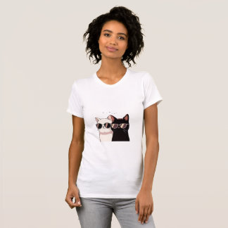 Camiseta Cool Dual-Cat Sunglasses T-Shirt