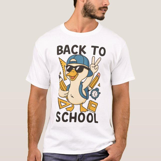 Camiseta Cool Duck Back to School Design Funny Cartoon Goos (Anverso)