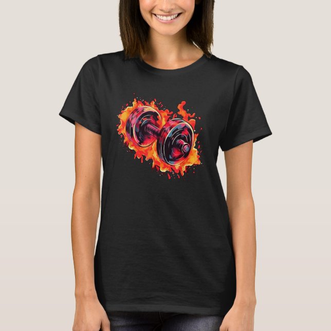 Camiseta Cool Dumbbell with Flames for burning Training (Anverso)