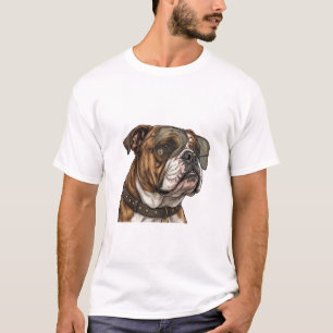 Camiseta Cool English Bulldog con gafas de sol Aviator