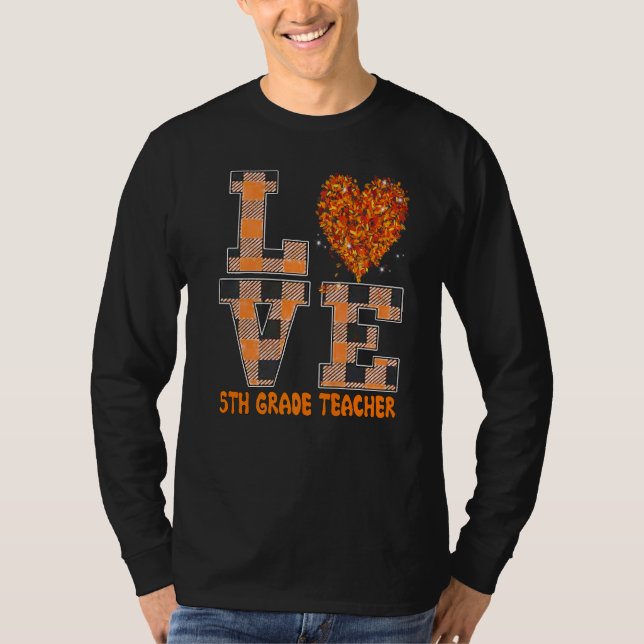 Camiseta Cool Fall Paraeducator Cute Fall Teacher Fifth Gra (Anverso)