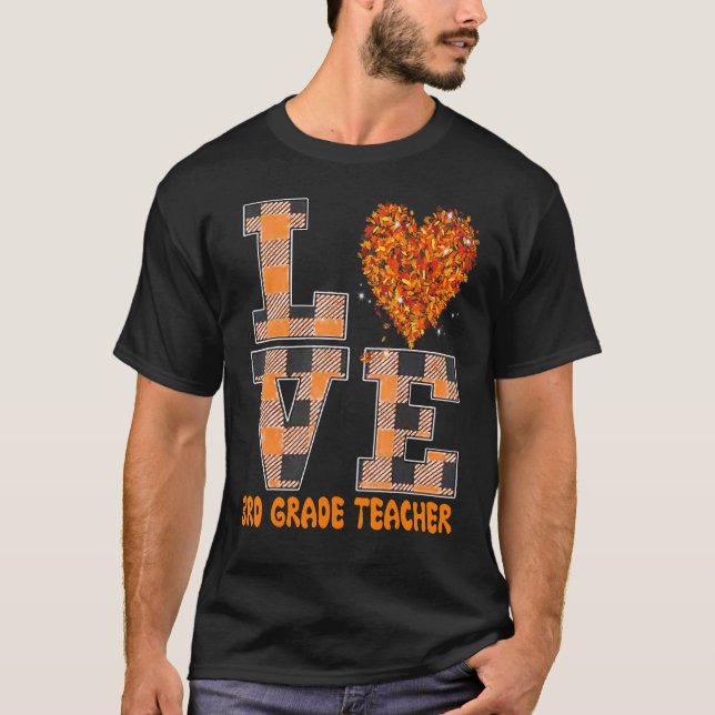 Camiseta Cool Fall Paraeducator Cute Fall Teacher Third Gra (Anverso)