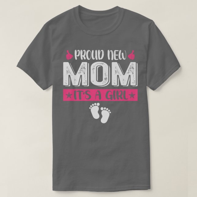 Camiseta Cool Family Proud New Mom It's A Girl Gender Revea (Diseño del anverso)
