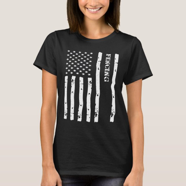 Camiseta Cool Fencing Things Stuff Accessories Usa Flag (Anverso)