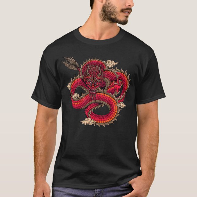 Camiseta Cool Fierce Red Dragon Art  (Anverso)