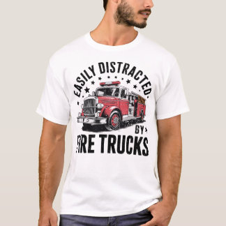 Camiseta Cool Firefighter Funny Fire Truck Distracted Men 