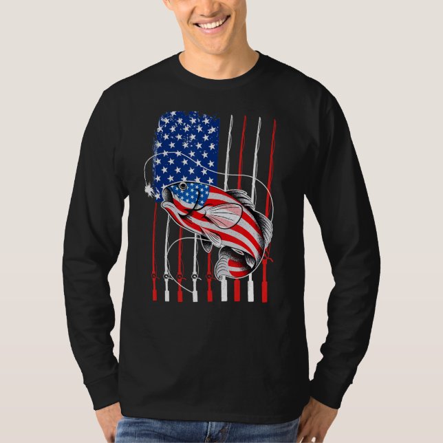 Camiseta Cool Fishing For Men American Flag USA Fish (Anverso)