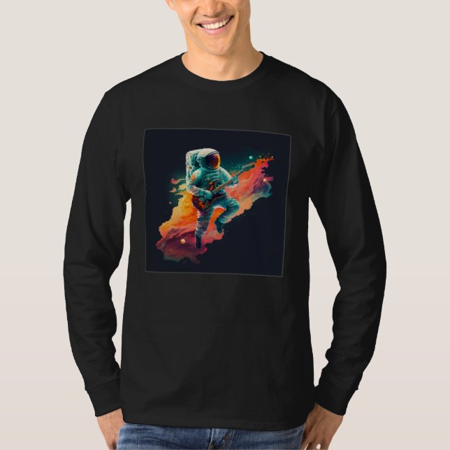 Camiseta Cool Floating Astronaut Illustration Guitar Moon S (Anverso)