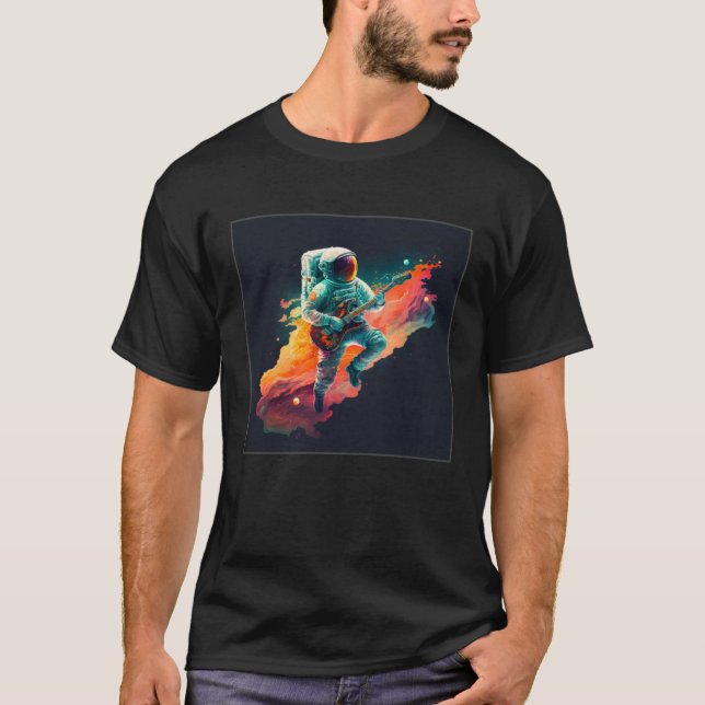 Camiseta Cool Floating Astronaut Illustration Guitar Moon S (Anverso)