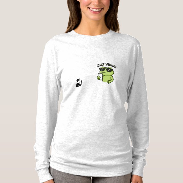 Camiseta Cool Frog “Just Vibing” Funny T-Shirt (Anverso)