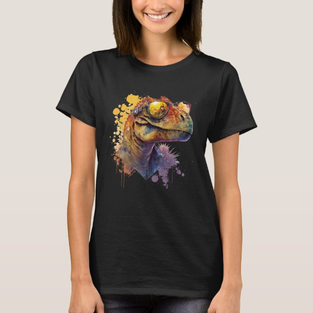 Camiseta Cool fun dinosaur raptor with sunglasses  5 (Anverso)