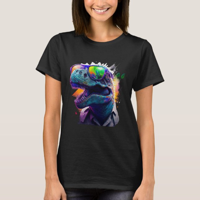 Camiseta Cool fun dinosaur Rex with sunglasses (Anverso)