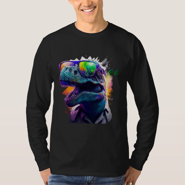 Camiseta Cool fun dinosaur Rex with sunglasses (Anverso)