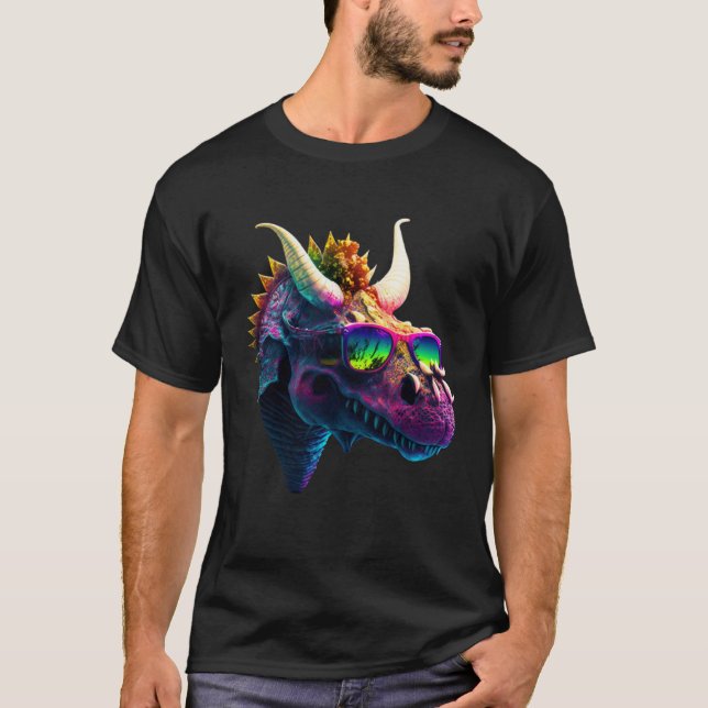 Camiseta Cool fun dinosaur triceratops sunglasses (Anverso)