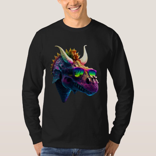 Camiseta Cool fun dinosaur triceratops sunglasses (Anverso)