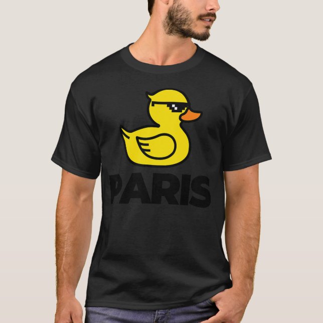 Camiseta Cool Funny Paris France Yellow Duck Cartoon Fashio (Anverso)