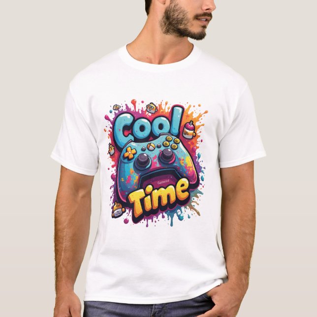 Camiseta Cool Game Time – Graffiti Gamer Splash (Anverso)