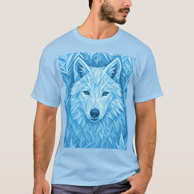 Camiseta Cool Geometric Blue Wolf Low Poly Graphic All Over (Anverso)