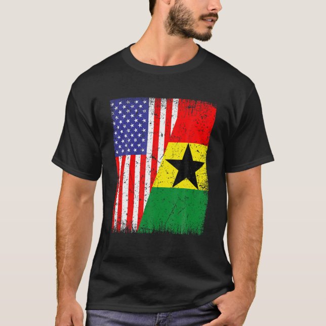 Camiseta Cool Ghana Flag USA American Flag Patriotic (Anverso)